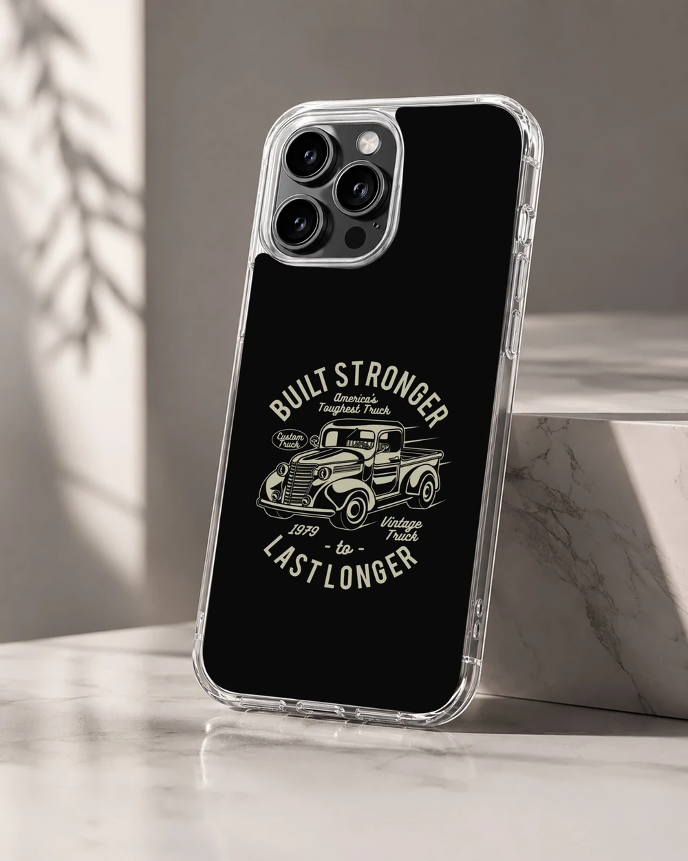 American Truck phone case with bold typography design